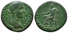 MOESIA INFERIOR, Nicopolis. Macrinus. 217-218 AD. Æ. Laureate head right / Zeus seated left, holding sceptre and patera. Pick, AMNG 1720; SNG Copenhag...