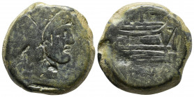 Republic, Anonymous, as, obv. laureate head of Janus, rev. prow to right, above I, below ROMA. AE 35.64g