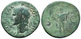 Agrippa AE As, Neptune reverse. Æ As, Rome, struck under Caligula 37-41 AD. Obv. M AGRIPPA L F COS III, Head of Agrippa to left, wearing rostral crown...