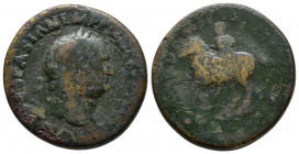 Titus as Caesar 69-79. Rome. Struck AD 72. Sestertius Ӕ. T CAES VESPASIAN IMP PON TR POT COS II: Head of Titus, laureate, right / CAESAR DOMITIAN COS ...