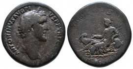 Antoninus Pius, 138-161. Sestertius. Rome, 141-143. ANTONINVS AVG PI-VS P P TR P COS III Laureate head of Antoninus Pius to right. Rev. TIBERIS / SC T...