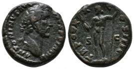 Antoninus Pius, (A.D. 138-161), Ӕ As issued 156-157, Rome mint, obv. ANTONINVS AVG PIVS P P IMP II: Head of Antoninus Pius, laureate, right / rev TR P...