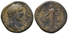 Antoninus Pius (AD 138-161). Ӕ sestertius. Rome, AD 155-156. ANTONINVS AVG-PIVS P P IMP II, laureate head of Antoninus Pius right / TR POT XIX-COS III...