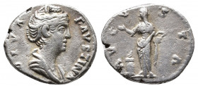 Diva Faustina Senior (died AD 140/1). AR denarius. Rome, under Antoninus Pius, after AD 141. DIVA FAV-STINA, draped bustof Faustina right, hair coiled...