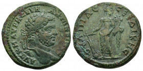 Caracalla Æ of Serdica, Thrace. AD 198-217. ANTΩNINOC AYT K M AYPH, laureate, draped and cuirassed bust left, holding spear and shield / ΟVΛΠIAC CEPΔI...