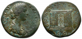 Diva Faustina II (wife of M. Aurelius) Æ Sestertius. Rome, AD 175-180. DIVA FAVSTINA PIA, draped bust to right / CONSECRATIO, altar; SC in exergue. RI...