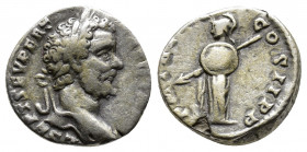 Septimius Severus (193-211 AD). AR denarius. Laureate head right / Minerva standing left with round shield and spear. AR 2.91g