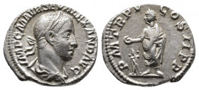 Severus Alexander (222-235) AR Denarius. Rome, AD 226. IMP C M AVR SEV ALEXAND AVG. Laureate and draped bust right / P M TR P V COS II P P, Severus Al...