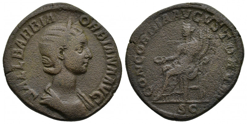 Orbiana, Augusta, A.D. 225-227. Æ Sestertius. Rome, ca. A.D. 225/6. Diademed and...