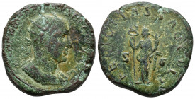 Trajan Decius, 249–251. Double-sestertius, Æ. IMP C M Q [TRAIA]NVS DECIVS AVG Radiate, draped and cuirassed bust r. Rev. FELICITAS SAECVLI Felicitas s...