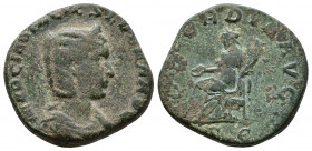 Otacilia Severa Augusta. AD 244-249 Rome mint. Æ Sestertius. MARCIA OTACIL SEVERA AVG. Draped bust right, wearing stephane. / CONCORDIA AVGG / S C. Co...