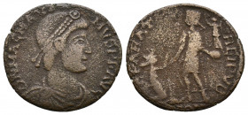 Magnus Maximus, AD 383-388. D N MAG MAXI-MVS P F AVG, bust of Magnus Maximus, pearl-diademed, draped and cuirassed, right / REPARATIO-REIPVB: Emperor,...