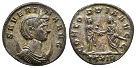 Severina, wife of Aurelian, AD 270-275, Rome, Antoninianus. SEVERINA AVG, bust of Severina, diademed, draped, on crescent, right / CONCORDIA AVGG, Aur...