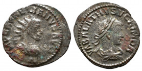 Aurelian, with Vabalathus. AD 270-275. Antoninianus. Antioch mint, 4th officina. 1st emission, November AD 270-March AD 272. IMP C AVRELIANVS AVG, rad...