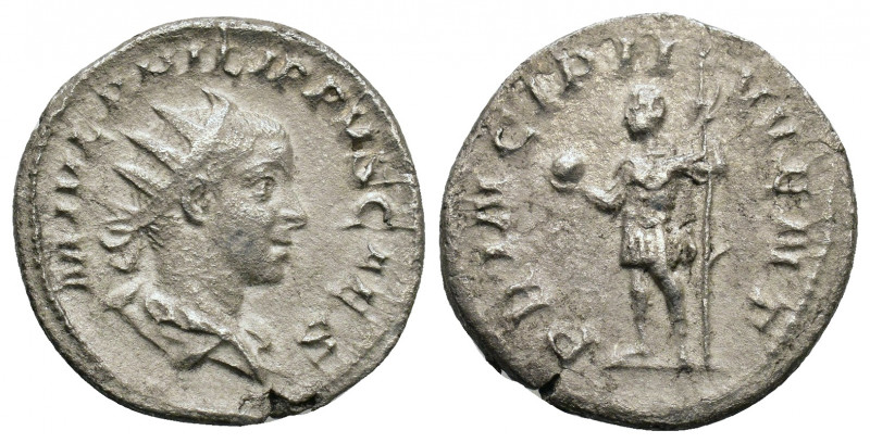 Philip II. (244-247). Antoninianus. Rome. Obv: M IVL PHILIPPVS CAES. Radiate, dr...