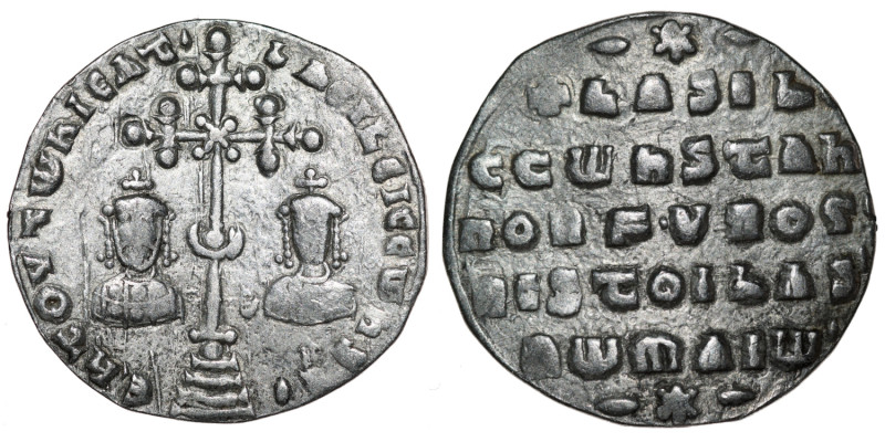 Byzantine Empire. Basil II Bulgaroktonos, with Constantine VIII. 976-1025. AR Mi...
