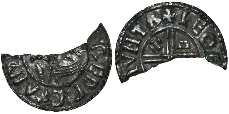 England. Aethelred II 978-1016. AR Half Penny (10mm, 0.68g). Crux type (BMC iiia...