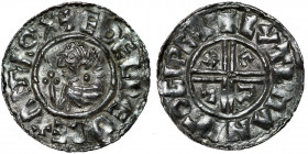 England. Aethelred II 978-1016. AR Penny (20mm, 1.49g, 12h). Crux type (BMC iiia, Hild. C). Ipswich mint; moneyer Lytelman. Struck circa 991-997. + ÆÐ...
