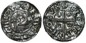 England. Aethelred II 978-1016. AR Penny (20mm, 1.34g, 12h). Crux type (BMC iiia, Hild. C). London mint; moneyer Ælfweard. Struck circa 991-997. + ÆÐE...