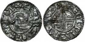 England. Aethelred II. 978-1016. AR Penny (20mm, 1.44g, 6h). Crux type (BMC iiia, Hild. C). Southwark mint; moneyer Leofwine. Struck circa 991-997. + ...