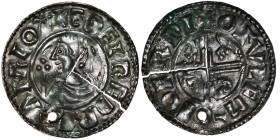 England. Aethelred II 978-1016. AR Penny (20mm, 1.42g, 10h). Crux type (BMC iiia, Hild. C). York mint; moneyer Osulf. Struck circa 991-997. + ÆÐELRED ...