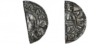 England. Aethelred II 978-1016. AR Half Penny (10mm, 0.65g, 6h). Crux type (BMC iiia, Hild. C). Uncertain mint; Uncertain moneyer. Struck circa 991-99...