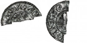 England. Aethelred II 978-1016. AR Half Penny (10mm, 0.75g). Crux type (BMC iiia, Hild. C). Uncertain mint; uncertain moneyer. Struck circa 991-997. +...