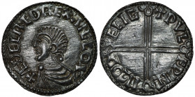 England. Aethelred II 978-1016. AR Penny (20mm, 1.69g, 4h). Long Cross type (BMC IVa, Hild. D). Wallingford mint; moneyer Wulfwine. Struck circa 997-1...