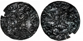 England. Aethelred II. 978-1016. AR Penny (18mm, 0.99g, 3h). Helmet type (BMC VIII, Hild. E). Stamford mint; moneyer Edwine. Struck 1003-1009. + EÐELR...