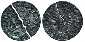 England. Harthacnut. 1035-1042. AR Penny (1.06 g). Arm and Scepter type (BMC ii, Hild. B). London mint; moneyer Goldsige. Struck 1040-1042. + HARÐCNV,...