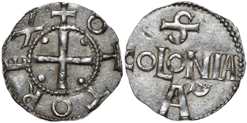 Germany. Cologne. Otto III 983-1002. AR Denar (18mm, 1.37g). Cologne mint. +OTTO...