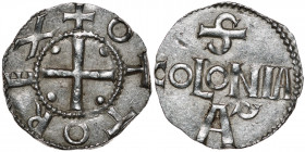 Germany. Cologne. Otto III 983-1002. AR Denar (18mm, 1.37g). Cologne mint. +OTTO REX, cross with pellets in each angle / S / COLONIA / A G, Cologne mo...