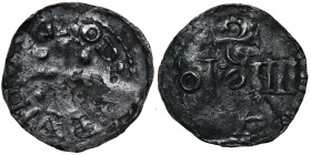 Germany. Cologne. Otto III 1000-1030. AR Half Denar (20mm, 1.43). Cologne mint. +ODD[__]VID, cross with pellets in each angle / Ƨ/ OLONII / A, Cologne...