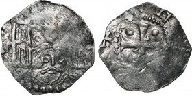 Germany. Trier. Poppo of Babenberg 1016-1047. AR Denar (18mm, 0.84g). Trier mint. Cross, pellet in each angle / Head of Simeon in front of Porta Nigra...