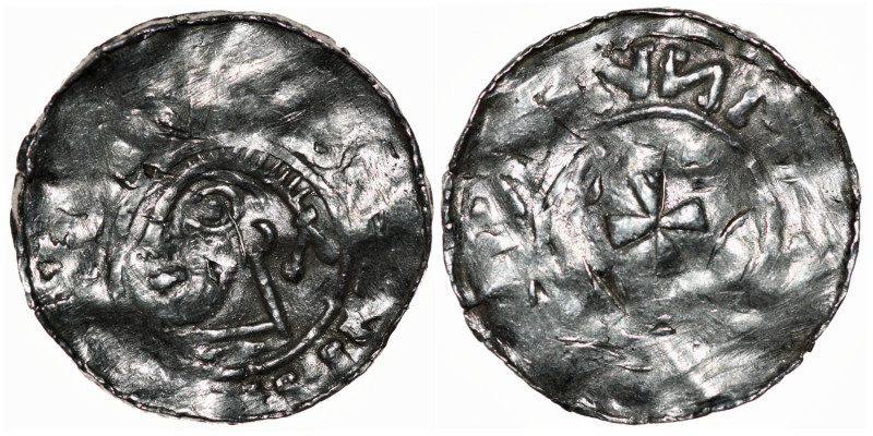 Germany. Saxony. Bernhard I 973-1011. AR Denar (18mm, 0.98g). Bardowick (or Lüne...