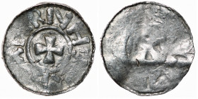 Germany. Duchy of Saxony. Bernhard I 973-1011. AR Denar (18.5mm, 1.07g). Bardowick (or Lüneburg or Jever?) mint. [BE]RNH[ARDV]X, small cross pattee / ...