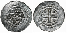 Germany. Saxony. Hermann 1059-1086. AR Denar (19mm, 0.74g). Jever mint. Crowned head facing / Cross with pellet in each angle. Dbg. 597; Kluge 244. Fi...