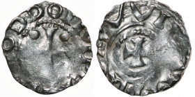 Germany. Saxony. Otto III 983-1002. AR Denar (16mm, 1.33g). Dortmund mint. ODDOIMPERA[TOR], cross with pellet in each quarter / Cross with pellets at ...