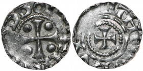 Germany. Saxony. Otto III 983-1002. AR Denar (16mm, 1.36g). Dortmund mint. ODDOIMPER[ATOR], cross with pellet in each quarter / THEROTM[ANNI], cross w...