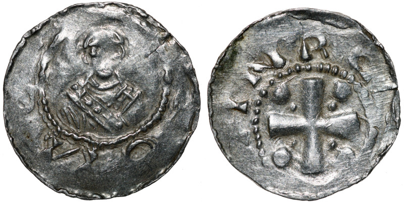 Germany. Mainz. Heinrich II 1002-1024. AR Denar (19mm, 1.50g). [__]OM[__], bust ...
