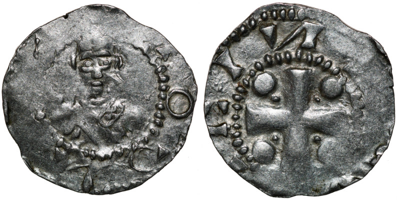 Germany. Mainz. Heinrich II 1002-1024. AR Denar (19mm, 1.55g). Bust facing / Cro...