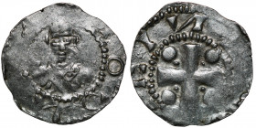 Germany. Mainz. Heinrich II 1002-1024. AR Denar (19mm, 1.55g). Bust facing / Cross with pellets in each angle. Dbg. 802 var.; Kluge 445. Fine, usual f...