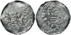 Germany. Speyer. Heinrich III 1039-1056. AR Denar (19mm, 0.87g). Speyer mint. [+SCA MARIA], half-length portrait with hand raised/ [SPIRA] CIVIT, chur...