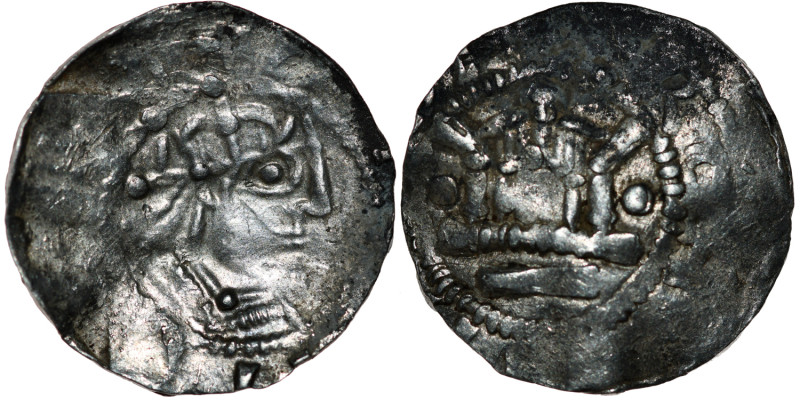 Germany. Duchy of Swabia. Erchambold 973-983 and Otto II. AR Denar (19mm, 1.51g)...