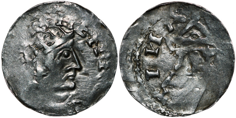 Germany. Swabia. Heinrich II 1002-1024. AR Denar (18mm, 1.17g). Strasbourg mint....