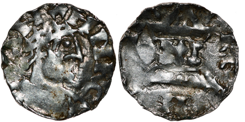Germany. Swabia. Heinrich II 1002-1024. AR Denar (18mm, 1.43g). Strasbourg mint....