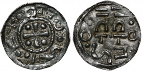Germany. Swabia. Esslingen. Otto I - Otto III 936 - 1002. AR Denar (17mm, 1.28g). OTTO •SI••C+, cross with pellet in each angle / OTTO, cross written ...