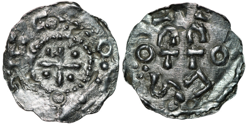 Germany. Swabia. Esslingen. Otto I - Otto III 936 - 1002. AR Denar (21mm, 0.84g)...