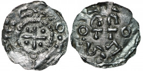 Germany. Swabia. Esslingen. Otto I - Otto III 936 - 1002. AR Denar (21mm, 0.84g). OTTO •SI⸪C+, cross with pellet in each angle / OTTO, cross written I...