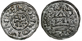Germany. Duchy of Bavaria. Heinrich IV (II) 1002-1009. AR Denar (19mm, 1.12g). Regensburg mint; moneyer IиI. +IISHCNSID, cross with three pellets in o...